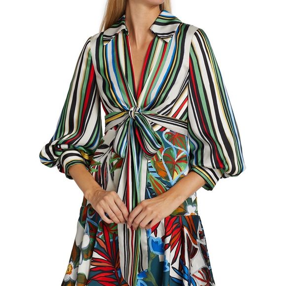 Badgley Mischka Mixed Print Tiered Shirtdress - Picture 7 of 14